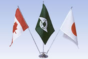 ミニポール3本立台　世界の国旗　外国旗